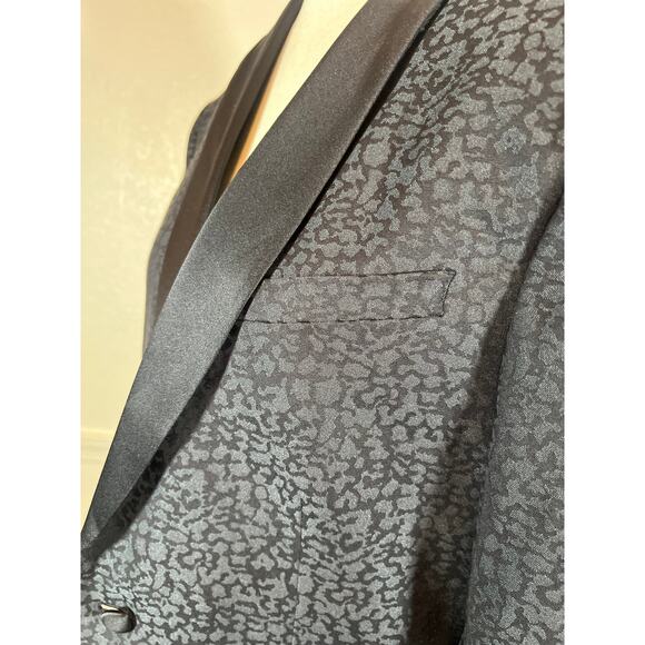 JF J Ferrar Slim 40 L men evening edition animal print tuxedo blazer jacket1059 - Picture 4 of 9